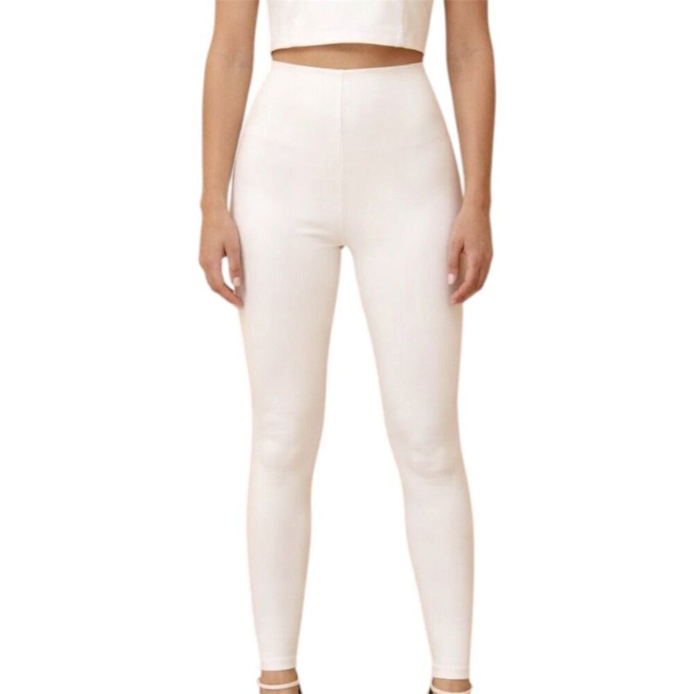 Commando Faux Leather Leggings Beige Ivory High Rise NWOT Size L